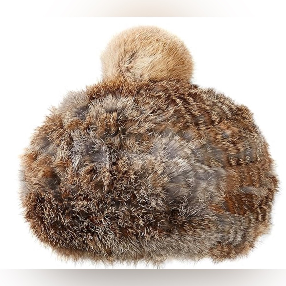 COPY - NWOT RUDSAK Rabbit Fur Hat WITHOUT pompom stretch to fit all sizes.